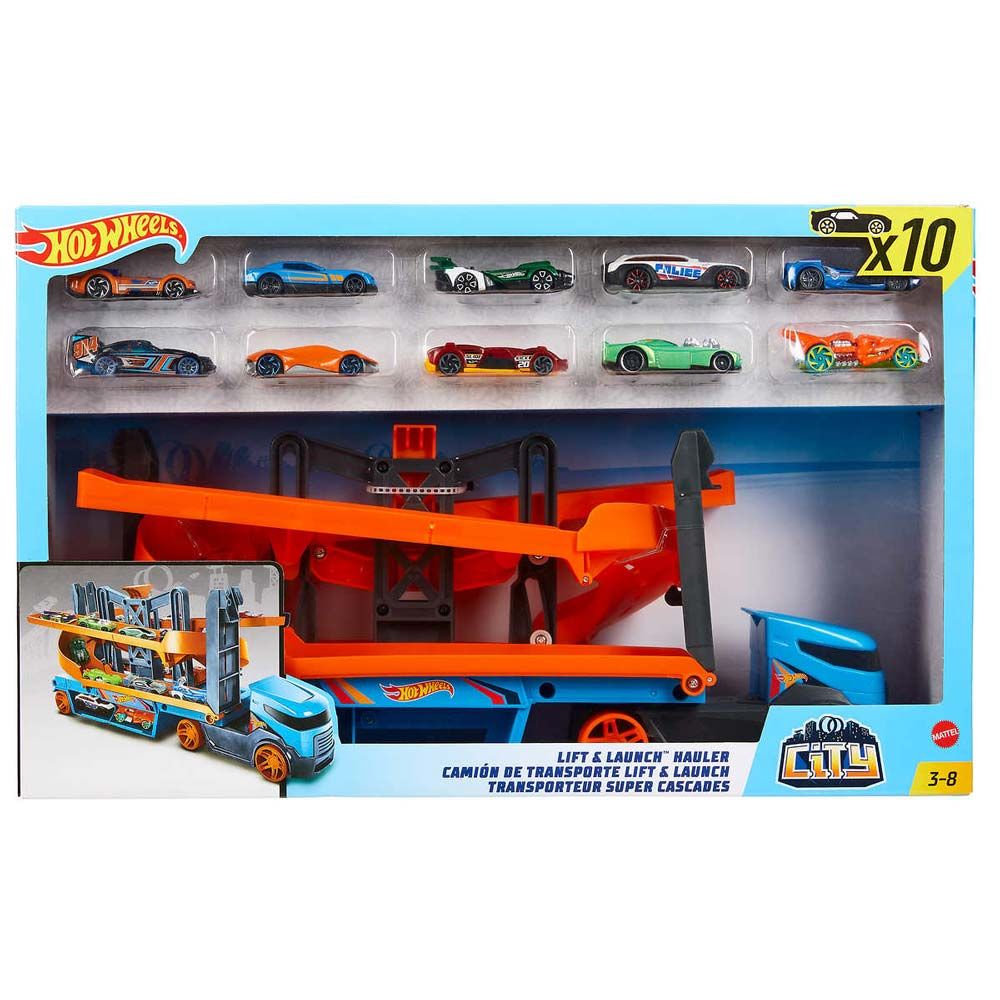 hot wheels city lift and launch hauler